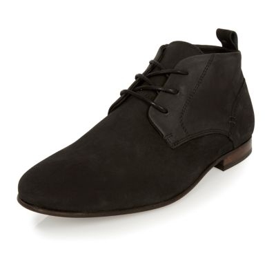 Black leather chukka boots